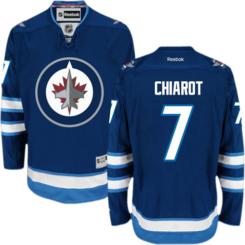 Mens Reebok Winnipeg Jets 7 Ben Chiarot Premier Navy Blue Home NHL Jersey